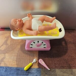 Zuru Mini Baby Doll Playset with Pink Scale and Yellow Mat - Kids Toys